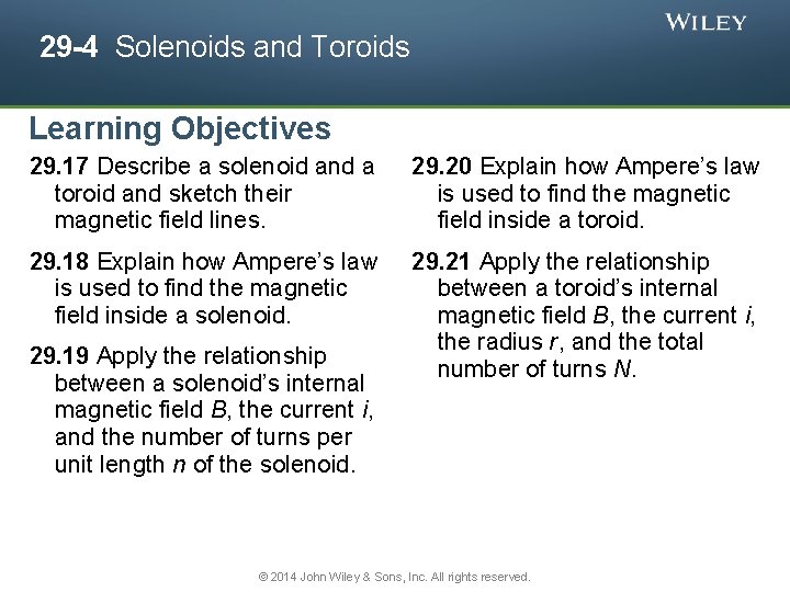 29 -4 Solenoids and Toroids Learning Objectives 29. 17 Describe a solenoid and a