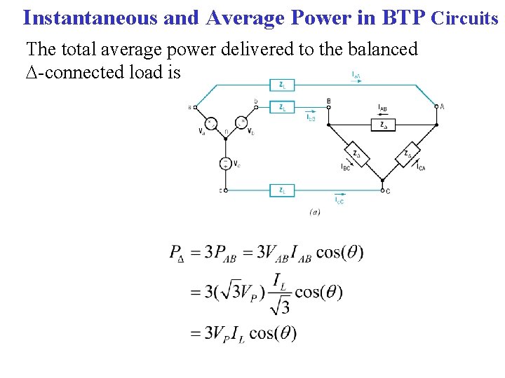 Instantaneous and Average Power in BTP Circuits The total average power delivered to the