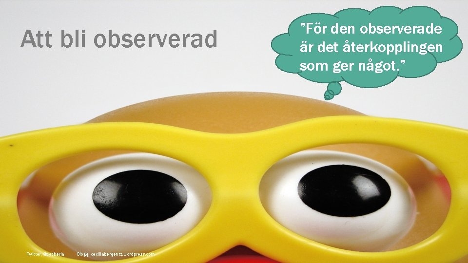 Att bli observerad Twitter: @cecberia Blogg: ceciliabergentz. wordpress. com ”För den observerade är det