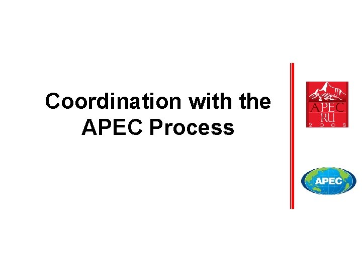 Coordination with the APEC Process 