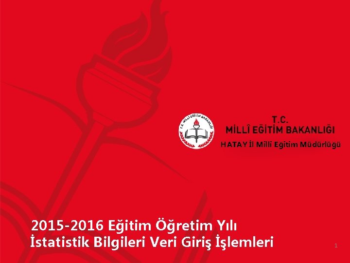 HATAY İl Milli Eğitim Müdürlüğü 2015 -2016 Eğitim Öğretim Yılı İstatistik Bilgileri Veri Giriş