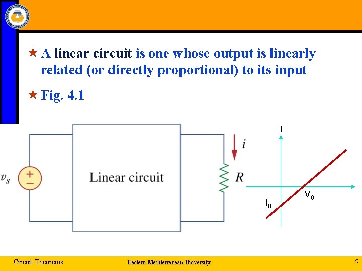  « A linear circuit is one whose output is linearly related (or directly