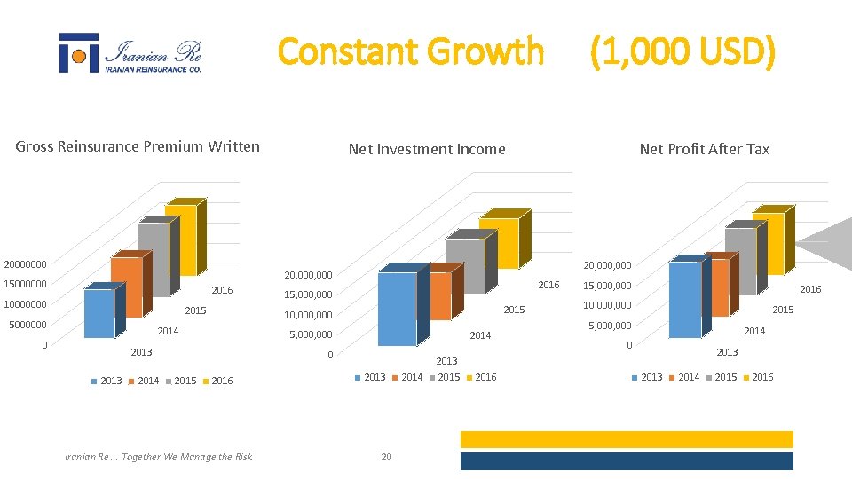 Constant Growth Gross Reinsurance Premium Written 20000000 Net Investment Income 2016 10000000 2015 5000000