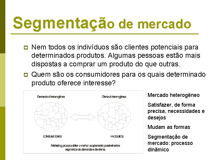 Segmentação de mercado p p Nem todos os indivíduos são clientes potenciais para determinados Segmentação de mercado p p Nem todos os indivíduos são clientes potenciais para determinados