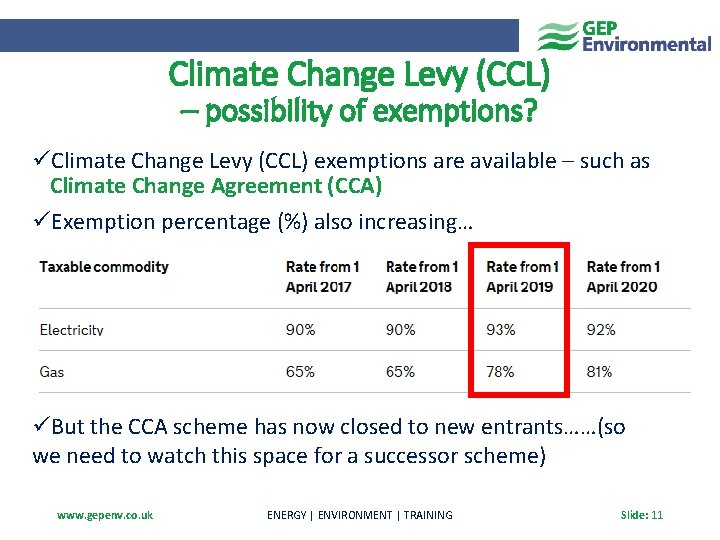 Climate Change Levy (CCL) – possibility of exemptions? üClimate Change Levy (CCL) exemptions are