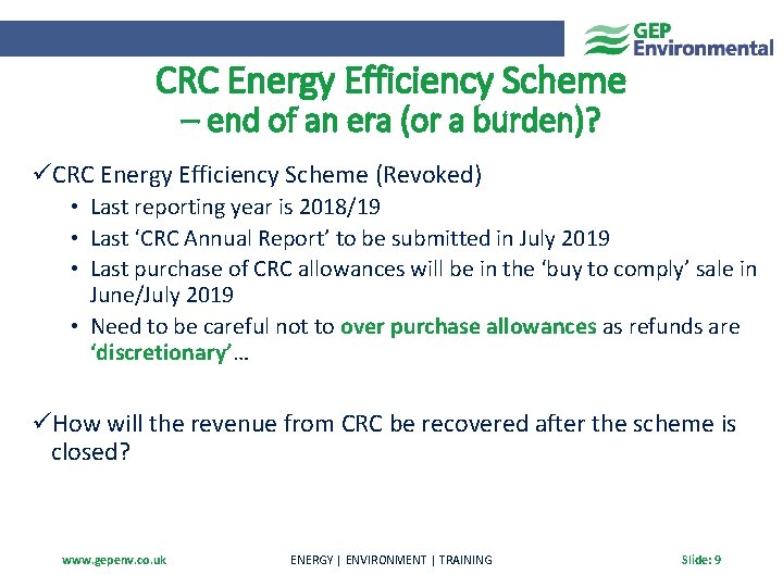 CRC Energy Efficiency Scheme – end of an era (or a burden)? üCRC Energy