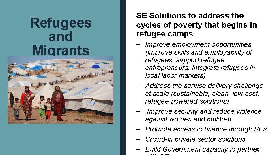 Refugees and Migrants SE Solutions to address the cycles of poverty that begins in