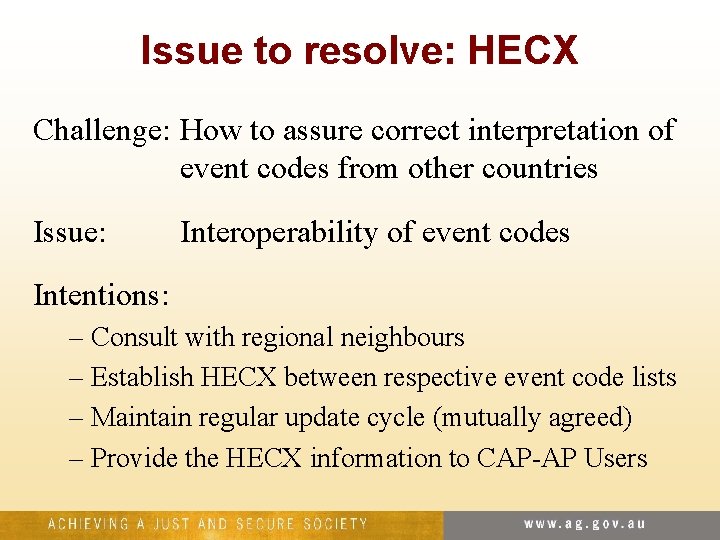 Issue to resolve: HECX Challenge: How to assure correct interpretation of event codes from