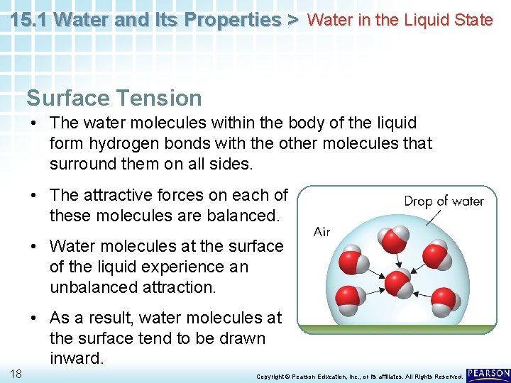 15. 1 Water and Its Properties > Water in the Liquid State Surface Tension 15. 1 Water and Its Properties > Water in the Liquid State Surface Tension
