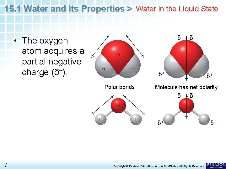 15. 1 Water and Its Properties > Water in the Liquid State δ– • 15. 1 Water and Its Properties > Water in the Liquid State δ– •
