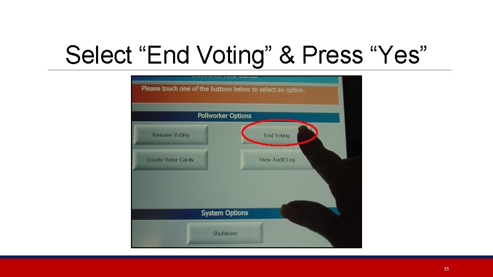 Select “End Voting” & Press “Yes” 15 