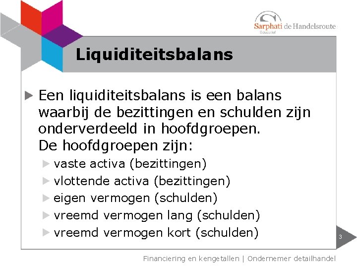 Liquiditeitsbalans Een liquiditeitsbalans is een balans waarbij de bezittingen en schulden zijn onderverdeeld in