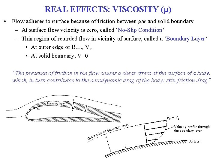 REAL EFFECTS: VISCOSITY (m) • Flow adheres to surface because of friction between gas