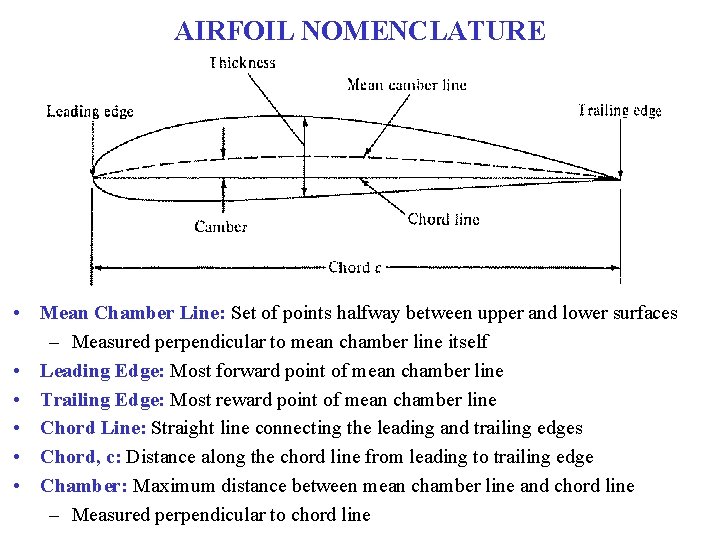AIRFOIL NOMENCLATURE • Mean Chamber Line: Set of points halfway between upper and lower