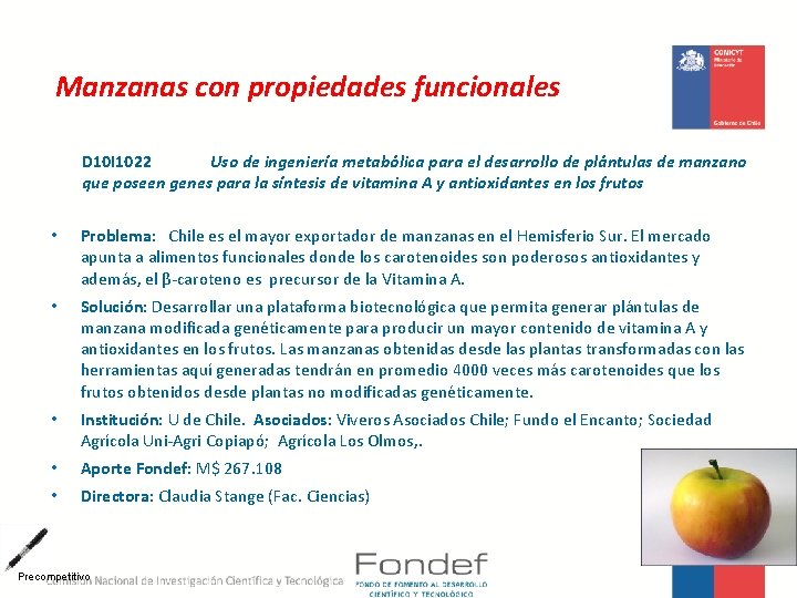 Manzanas con propiedades funcionales D 10 I 1022 Uso de ingeniería metabólica para el