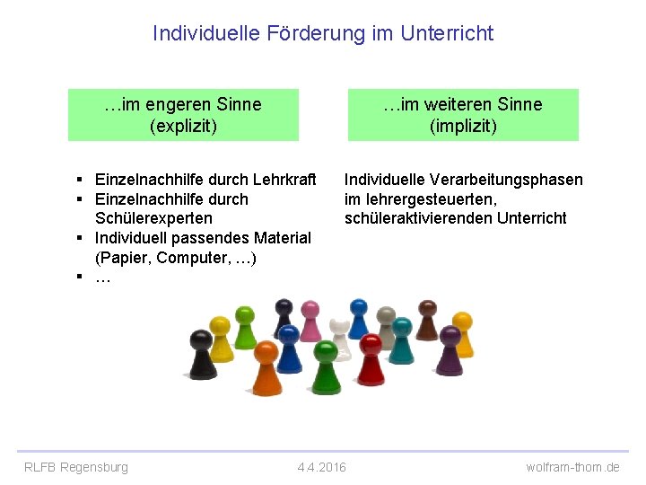 Individuelle Förderung im Unterricht …im engeren Sinne (explizit) …im weiteren Sinne (implizit) § Einzelnachhilfe