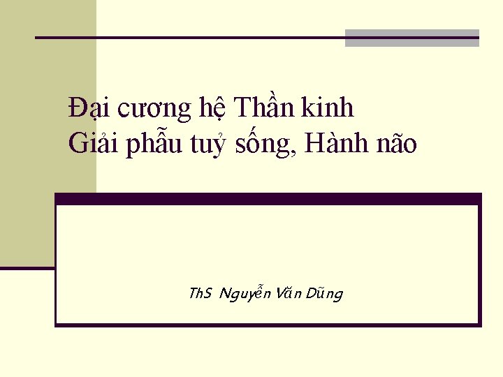 Đại cương hệ Thần kinh Giải phẫu tuỷ sống, Hành não Th. S Nguyễn