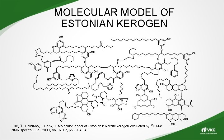 MOLECULAR MODEL OF ESTONIAN KEROGEN Lille, Ü. , Heinmaa, I. , Pehk, T. Molecular MOLECULAR MODEL OF ESTONIAN KEROGEN Lille, Ü. , Heinmaa, I. , Pehk, T. Molecular