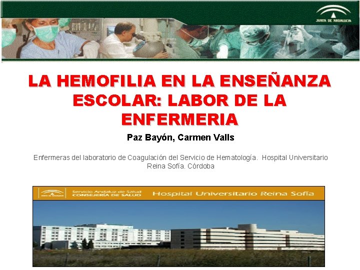 LA HEMOFILIA EN LA ENSEÑANZA ESCOLAR: LABOR DE LA ENFERMERIA Paz Bayón, Carmen Valls