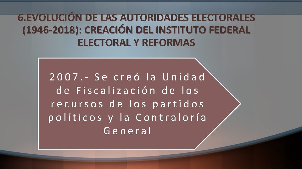 6. EVOLUCIÓN DE LAS AUTORIDADES ELECTORALES (1946 -2018): CREACIÓN DEL INSTITUTO FEDERAL ELECTORAL Y