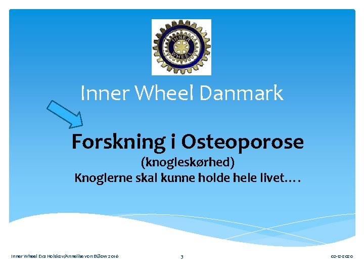 Inner Wheel Danmark Forskning i Osteoporose (knogleskørhed) Knoglerne skal kunne holde hele livet…. Inner