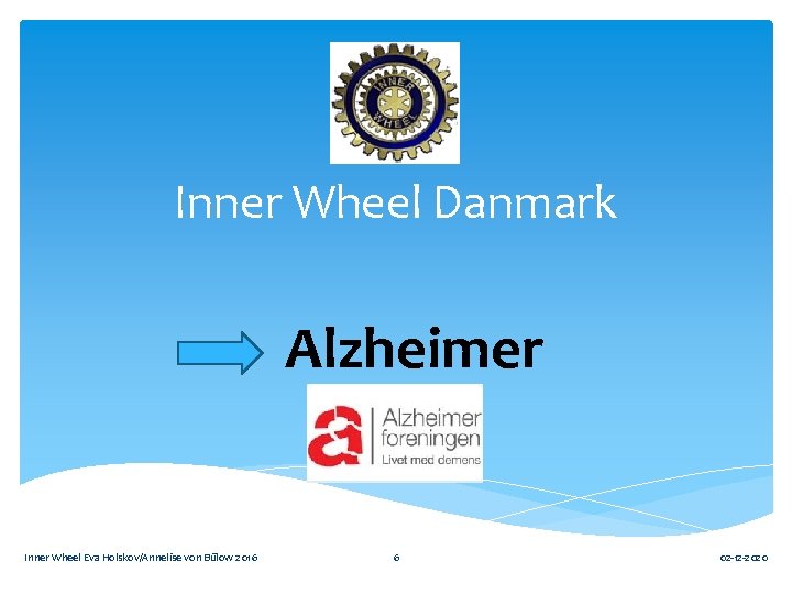 Inner Wheel Danmark Alzheimer Inner Wheel Eva Holskov/Annelise von Bülow 2016 6 02 -12