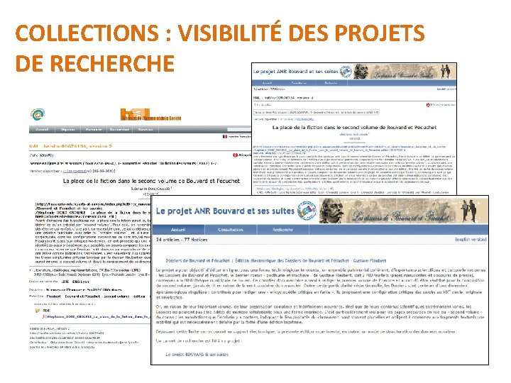 COLLECTIONS : VISIBILITÉ DES PROJETS DE RECHERCHE 