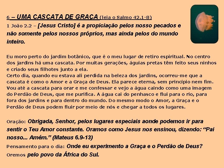 6 – UMA CASCATA DE GRAÇA (leia o Salmo 42. 1 -8) [Jesus Cristo]