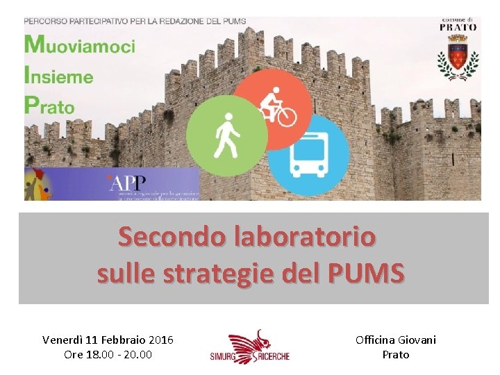 Primo laboratorio sulle strategie del PUMS Secondo laboratorio sulle strategie del PUMS Lunedì 22