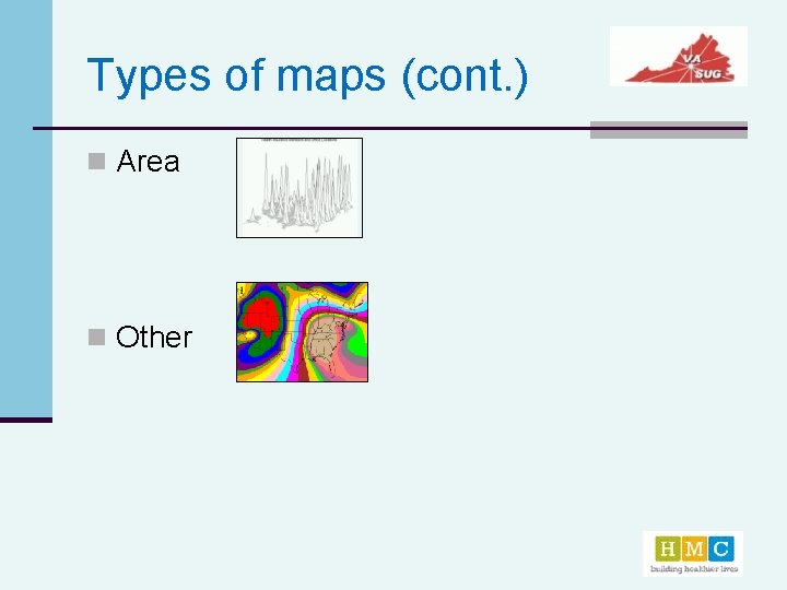 Types of maps (cont. ) n Area n Other 