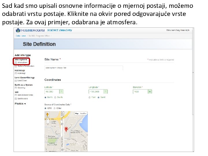 Sad kad smo upisali osnovne informacije o mjernoj postaji, možemo odabrati vrstu postaje. Kliknite Sad kad smo upisali osnovne informacije o mjernoj postaji, možemo odabrati vrstu postaje. Kliknite