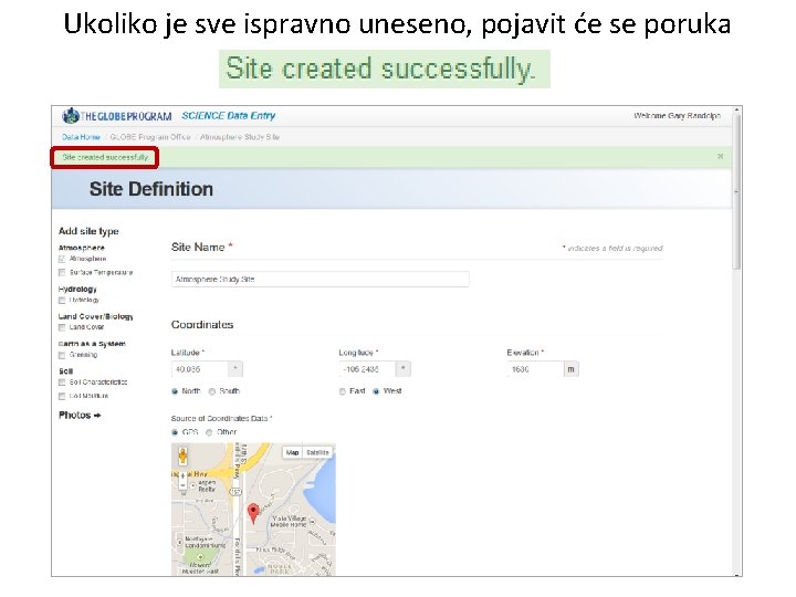 Ukoliko je sve ispravno uneseno, pojavit će se poruka Ukoliko je sve ispravno uneseno, pojavit će se poruka