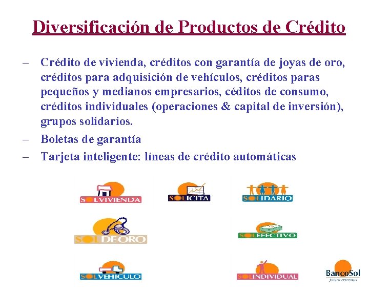 Diversificación de Productos de Crédito – Crédito de vivienda, créditos con garantía de joyas