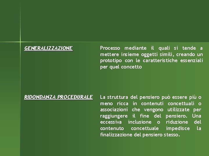 GENERALIZZAZIONE Processo mediante il quali si tende a mettere insieme oggetti simili, creando un