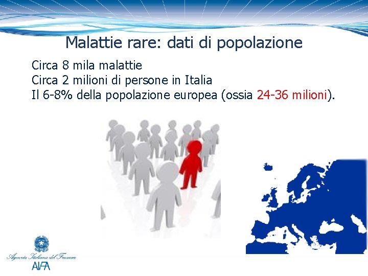 Malattie rare: dati di popolazione Circa 8 mila malattie Circa 2 milioni di persone