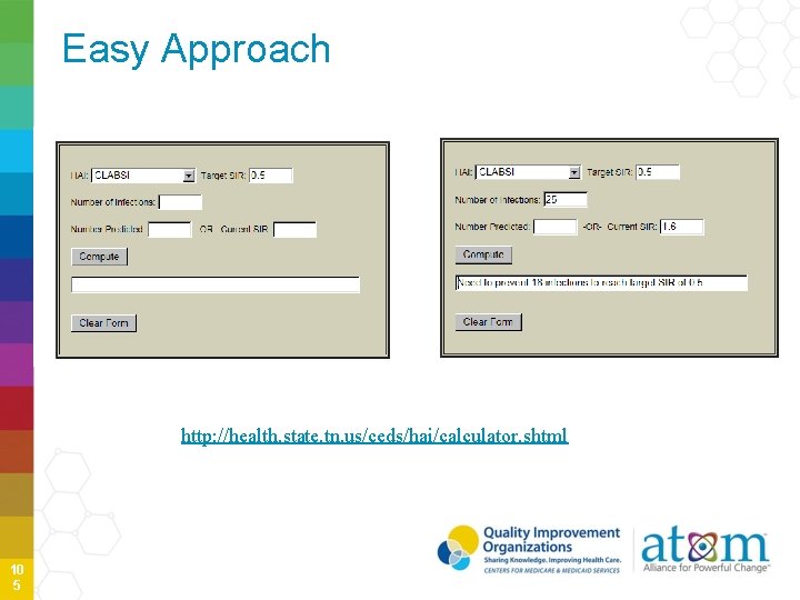 Easy Approach http: //health. state. tn. us/ceds/hai/calculator. shtml 10 5 