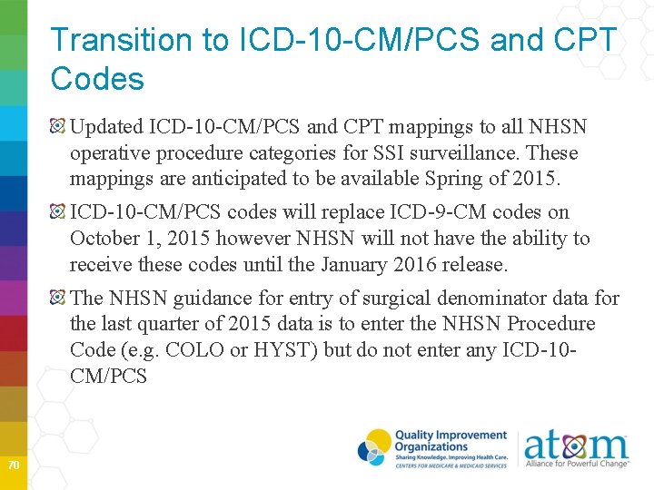 Transition to ICD-10 -CM/PCS and CPT Codes Updated ICD-10 -CM/PCS and CPT mappings to