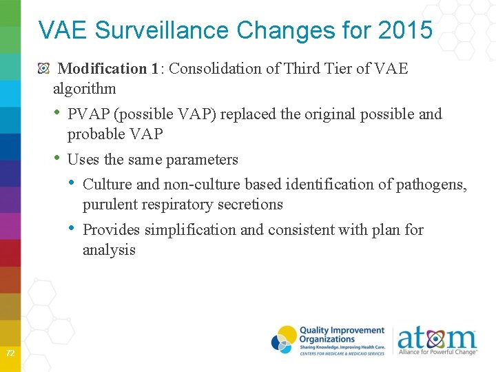 VAE Surveillance Changes for 2015 Modification 1: Consolidation of Third Tier of VAE algorithm