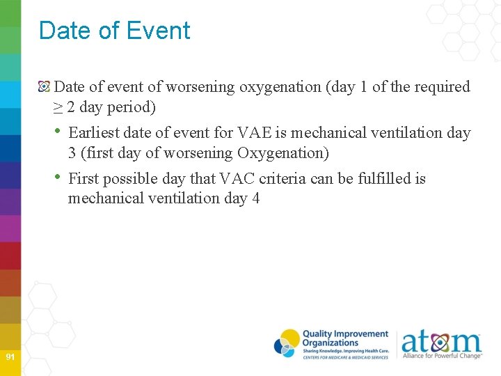Date of Event Date of event of worsening oxygenation (day 1 of the required