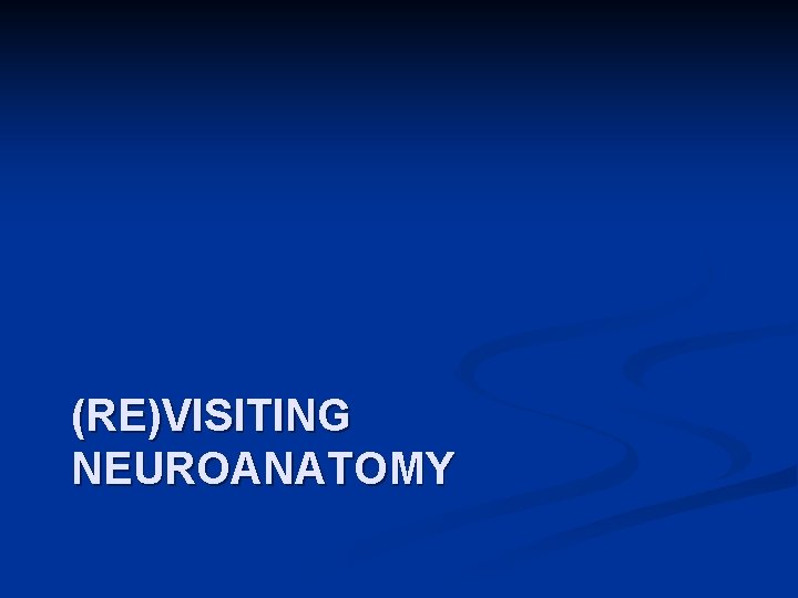 (RE)VISITING NEUROANATOMY (RE)VISITING NEUROANATOMY