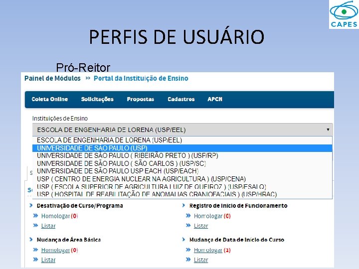 PERFIS DE USUÁRIO Pró-Reitor 