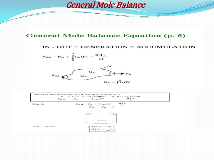 General Mole Balance 