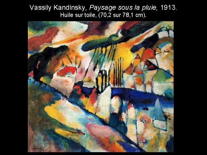 Vassily Kandinsky, Paysage sous la pluie, 1913. Huile sur toile, (70, 2 sur 78,