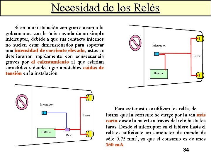 Necesidad de los Relés Si en una instalación con gran consumo la gobernamos con