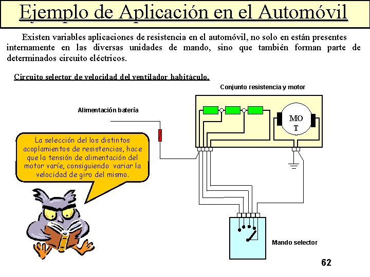 Ejemplo de Aplicación en el Automóvil Existen variables aplicaciones de resistencia en el automóvil,