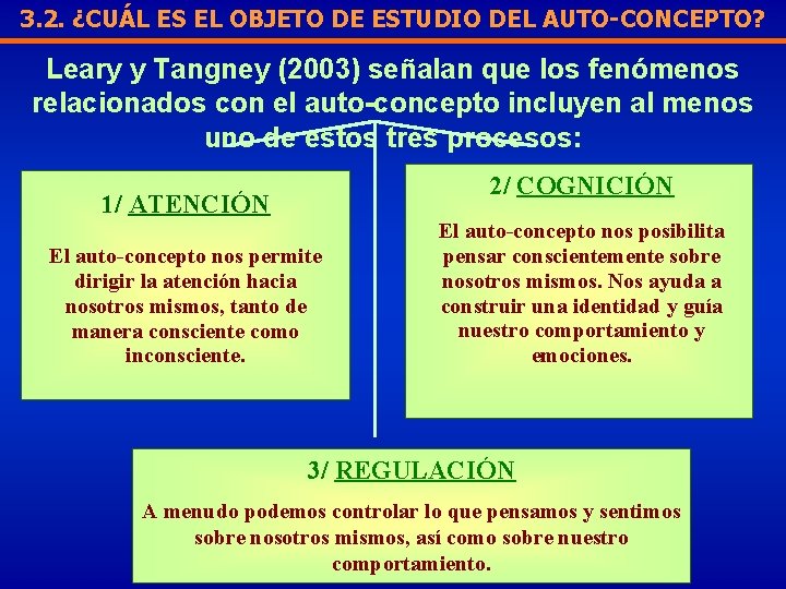 3. 2. ¿CUÁL ES EL OBJETO DE ESTUDIO DEL AUTO-CONCEPTO? Leary y Tangney (2003)