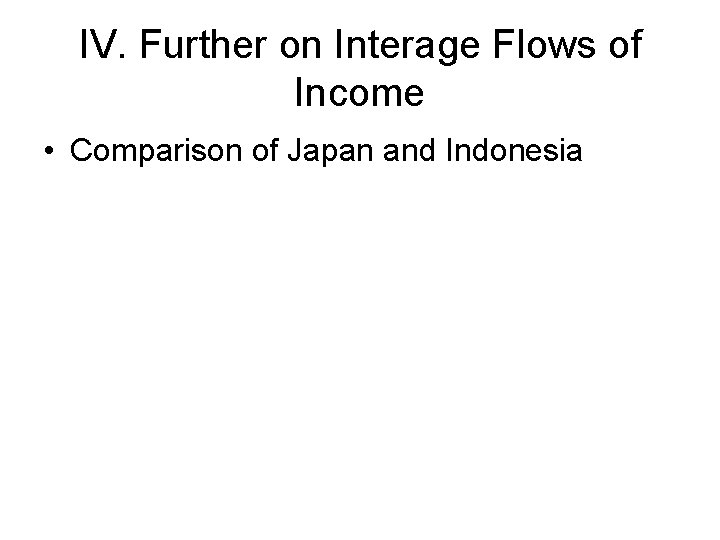 IV. Further on Interage Flows of Income • Comparison of Japan and Indonesia 