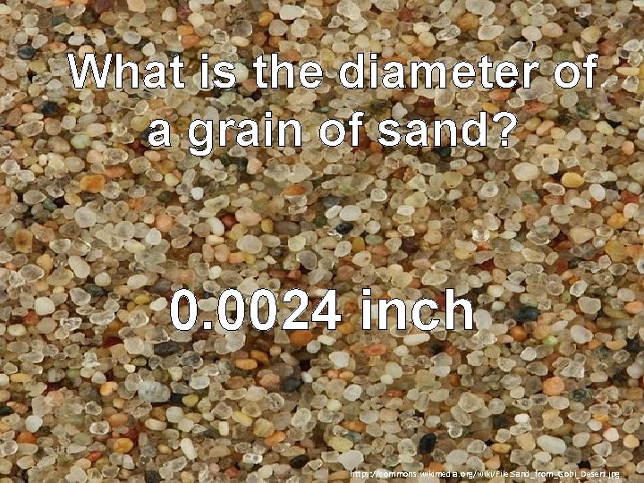 What is the diameter of a grain of sand? 0. 0024 inch https: //commons.