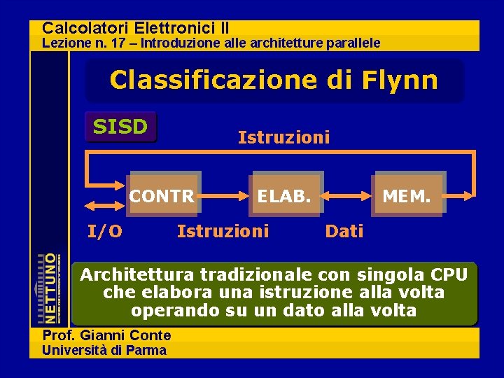 Calcolatori Elettronici II Lezione n. 17 – Introduzione alle architetture parallele Classificazione di Flynn