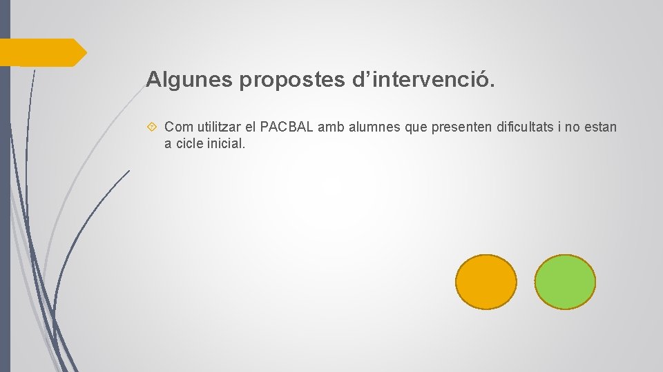 Algunes propostes d’intervenció. Com utilitzar el PACBAL amb alumnes que presenten dificultats i no